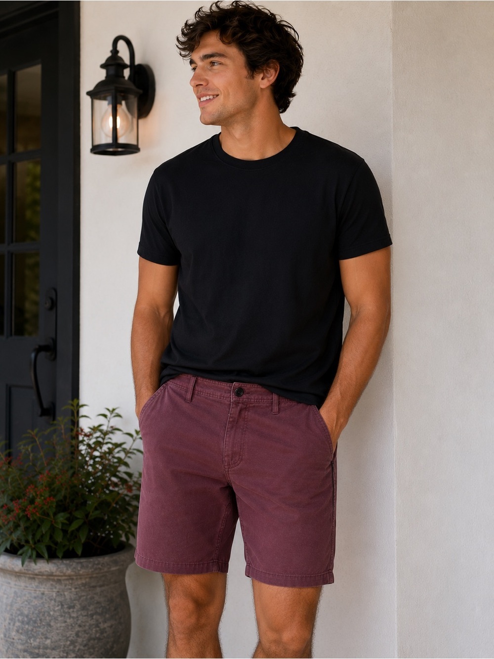 O'Neill Hybrid Men's Shorts Relaxed Fit Chino Heather/Wine Shorts Size 33